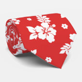 Aloha Red Classic Hawaiian Seamless Pattern Stropdas (Opgerold)