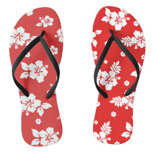 Aloha Red Classic Hawaiian Seamless Pattern Teenslippers