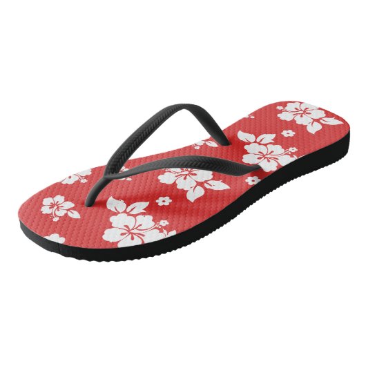 Aloha Red Classic Hawaiian Seamless Pattern Teenslippers (Schuin)