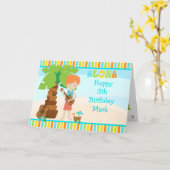 Aloha Red Hair Boy Verjaardag Kaart (Gele Bloem)