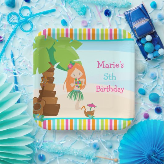 Aloha Red Hair Girl Party Papieren Bordje (Feest)