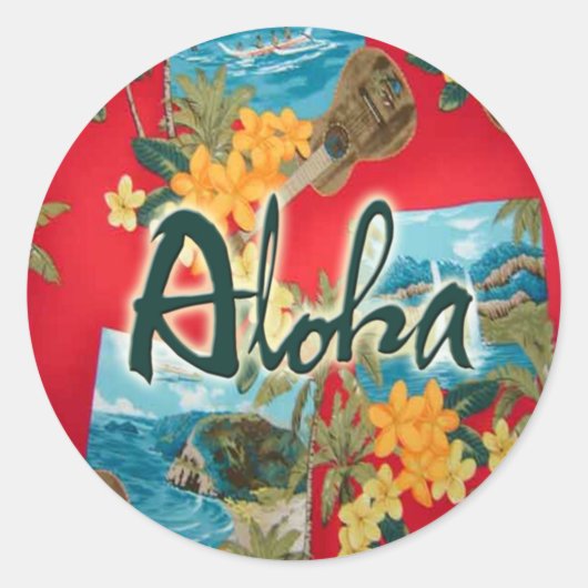 Aloha Red Ronde Sticker (Voorkant)