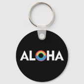 Aloha Regenboog Eiland Hawaï Pride LGBTQ Sleutelhanger (Voorkant)