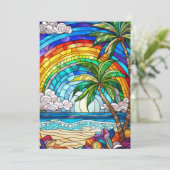 Aloha regenboog hemeleiland gebrandschilderd glas  (Staand voorkant)