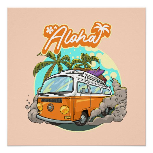 Aloha Retro Surf Van Perfect Poster (Voorkant)