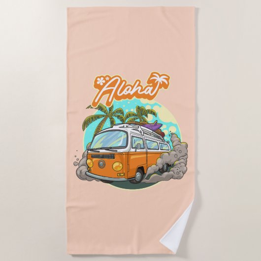 Aloha Retro Surf Van Strandlaken (Voorkant)