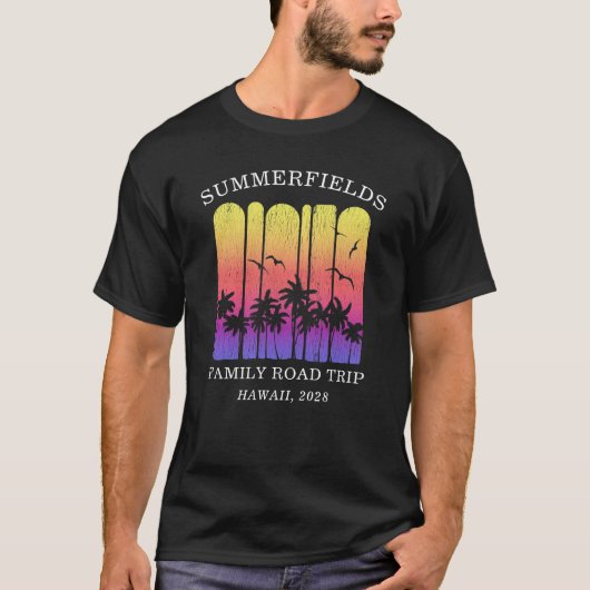 Aloha Retro Tropical Road Trip Family Dad T-shirt (Voorkant)