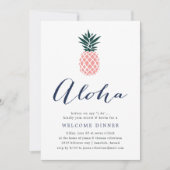 Aloha Roze Ananas Welkomstdiner Uitnodiging (Voorkant)