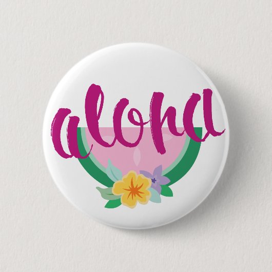 "Aloha" Roze en groene watermeloenen Tropisch Ronde Button 5,7 Cm (Voorkant)