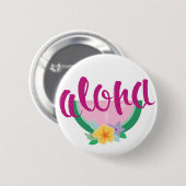 "Aloha" Roze en groene watermeloenen Tropisch Ronde Button 5,7 Cm (Voorkant /achterkant)