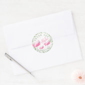 Aloha roze flamingo's tropische krans dank u ronde sticker (Envelop)