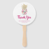 Aloha Roze Goud Ananas Verjaardagsgunst Hand Fan Handwaaier (Achterkant)