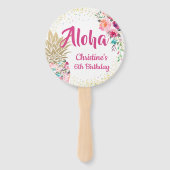 Aloha Roze Goud Ananas Verjaardagsgunst Hand Fan Handwaaier (Voorkant)