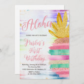 Aloha Roze Goud Regenboog Ananas Verjaardag Kaart (Voorkant / Achterkant)