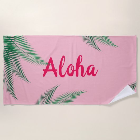 Aloha roze strandlaken (Voorkant)