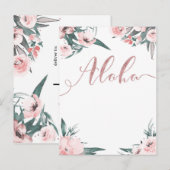 Aloha Roze Tropisch Bloemend Modern Save the Date Aankondigingskaart (Voorkant / Achterkant)