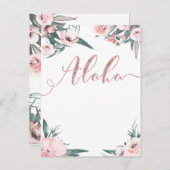 Aloha Roze Tropisch Bloemig Modern Save the Date Aankondigingskaart (Voorkant / Achterkant)