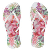 Aloha roze tropische bloemen teenslippers (Voetbed)