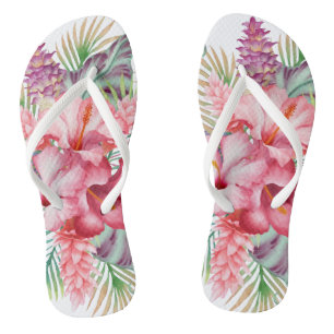 Aloha roze tropische bloemen teenslippers
