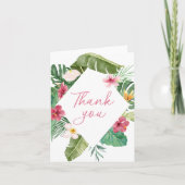 Aloha roze tropische bloemen verjaardag bedankkaart (Voorkant)