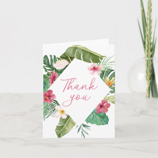 Aloha roze tropische bloemen verjaardag bedankkaart (Voorkant)