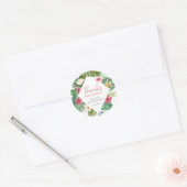 Aloha roze tropische bloemen verjaardag ronde sticker (Envelop)