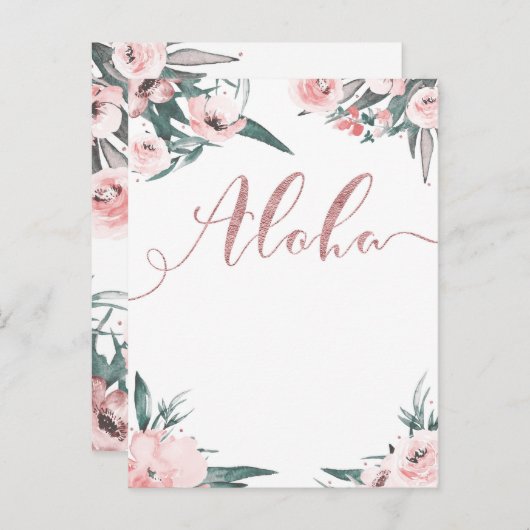 Aloha Roze Tropische Bloemige Moderne Sla de Datum Aankondigingskaart (Voorkant / Achterkant)