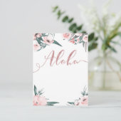 Aloha Roze Tropische Bloemige Moderne Sla de Datum Aankondigingskaart (Staand voorkant)