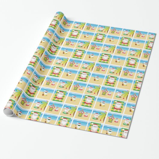 Aloha Santa Claus Wrapping Paper Cadeaupapier (Uitgerold)