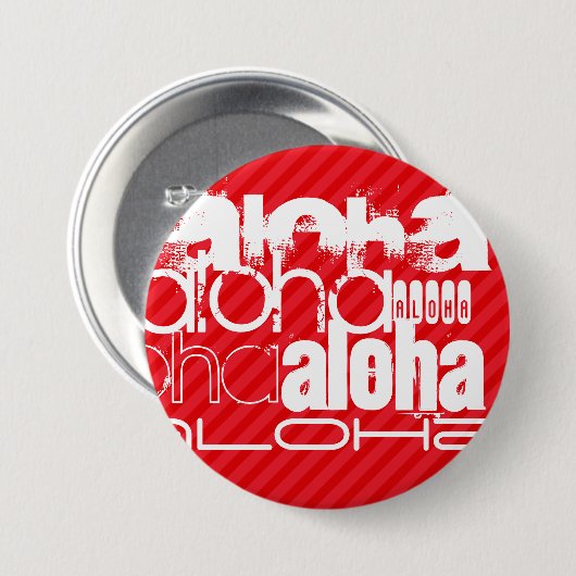 Aloha; Scarlet Red Stripes Ronde Button 7,6 Cm (Voorkant /achterkant)
