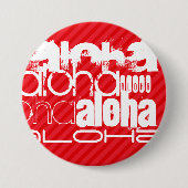 Aloha; Scarlet Red Stripes Ronde Button 7,6 Cm (Voorkant)