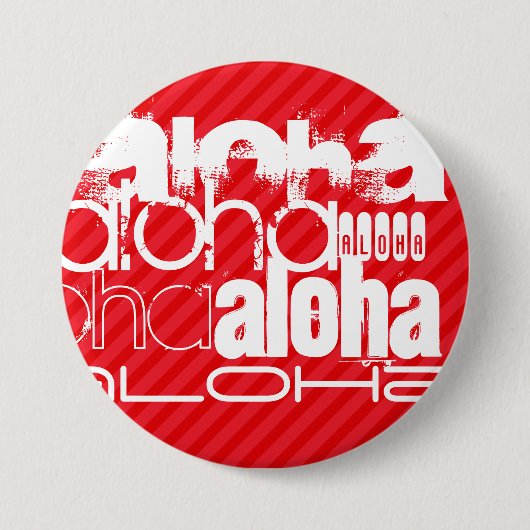 Aloha; Scarlet Red Stripes Ronde Button 7,6 Cm (Voorkant)