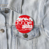 Aloha; Scarlet Red Stripes Ronde Button 7,6 Cm (In situ)