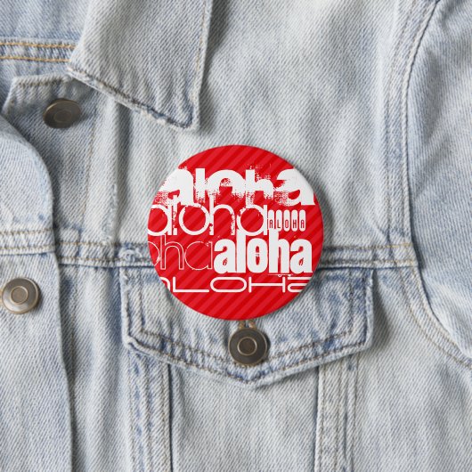 Aloha; Scarlet Red Stripes Ronde Button 7,6 Cm (In situ)