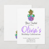 Aloha schattig ananas verjaardagsfeestje kaart (Voorkant / Achterkant)