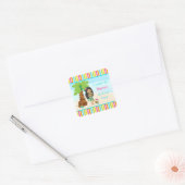 Aloha Schattige Afro-Amerikaans Meisjesfeest Vierkante Sticker (Envelop)