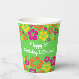 Aloha Schattige Hawaïaans Kinder 1e Verjaardagsfee Papieren Bekers