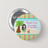 Aloha Schattige Zwart Haar Meisje 'Bedankt voor he Ronde Button 5,7 Cm (Voorkant /achterkant)