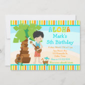 Aloha Schattige zwartharige Boy Verjaardagsfeest Kaart (Voorkant)
