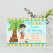 Aloha Schattige zwartharige Boy Verjaardagsfeest Kaart (Staand voorkant)