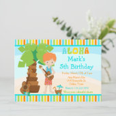 Aloha Schattigee roodharige jongen verjaardagsfees Kaart (Staand voorkant)