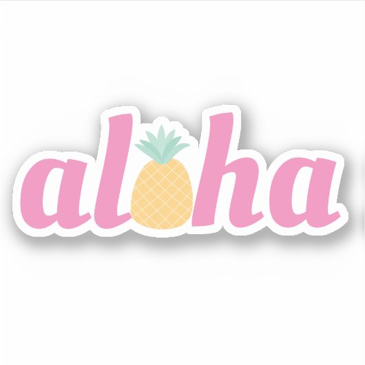 Aloha - Schattigee tropische ananas contour Sticker (Voorkant)