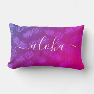 Aloha Script Hot Pink Pineapple Pattern Hawaii Kussen