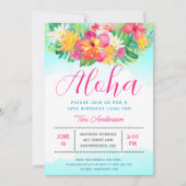 Aloha Script Tropical Birthday Luau Invitation Kaart (Voorkant)