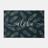 Aloha script typografie navy ananas patroon deurmat (Voorkant)