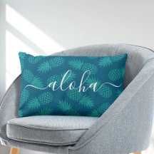 Aloha scripttypografie blauwgroen anananas patroon