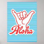 Aloha, Shaka Hand, zomerse poster, blauw Poster (Voorkant)