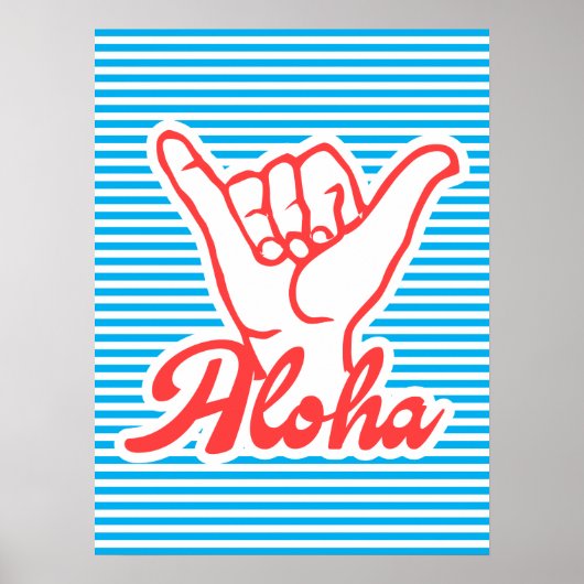 Aloha, Shaka Hand, zomerse poster, blauw Poster (Voorkant)