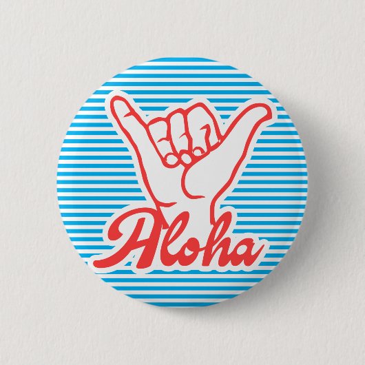 Aloha Shaka Hands, blauwe versie Ronde Button 5,7 Cm (Voorkant)