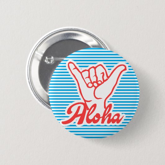 Aloha Shaka Hands, blauwe versie Ronde Button 5,7 Cm (Voorkant /achterkant)